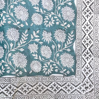  sjaal/pareo/sarong voilekatoen met hand-blockprint ethnic 3- petrol/zwart