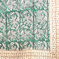  sjaal/pareo/sarong voilekatoen met hand-blockprint ethnic 4-emerald/oker