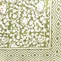  UITVERKOCHT- sjaal/pareo/sarong voilekatoen met hand-blockprint ethnic 10- bladgroen