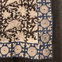  sjaal/pareo/sarong voilekatoen met hand-blockprint ethnic 11-blauw/zwart/roze