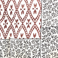  sjaal/pareo/sarong voilekatoen met hand-blockprint ethnic 12-roest/zwart