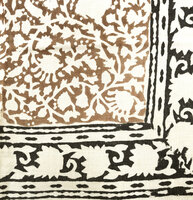  sjaal/pareo/sarong voilekatoen met hand-blockprint ethnic 15- hazelnoot/zwart