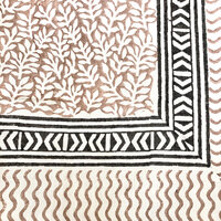  sjaal/pareo/sarong voilekatoen met hand-blockprint ethnic 16- licht roestbruin/zwart