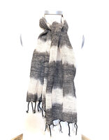 sjaal katoen grof ikat 4- crème/anthraciet