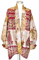 jacket reversible kantha oversized recycled silk 14- paisley rood-beige/etnic