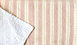 sprei new kantha 2 pers. handdoorgestikt botergeel met streep