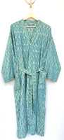 Kimono katoen ikat geweven 3- turquoise/geel/rood