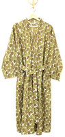 kimono katoen handblockprint 7- legergroen/bruin 