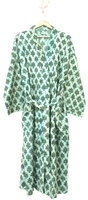 UITVERKOCHT- Kimono katoen Ajrakh print 13- groen/aqua