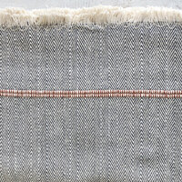  deken-plaid handgeweven katoen 2- jeans blauw met bruine  bies