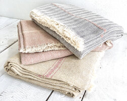  deken-plaid handgeweven katoen in 3 kleuren