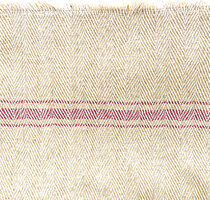  deken-plaid  extra lang handgeweven katoen 3 beige met hardroze  bies