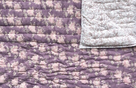  deken quilt eenpersoons reversible blockprint 5- oud paars/oud roze