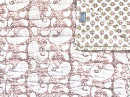 deken quilt tweepersoons reversible blockprint 7- paisley oud roze/off-white-groen