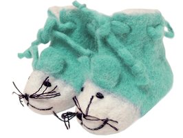 babyslofje vilt 'Muis' turquoise