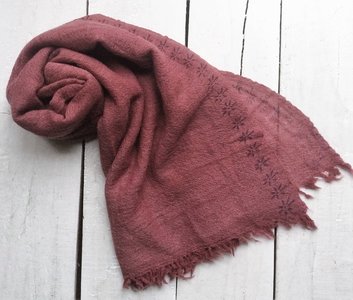 sjaal handgeweven merinowol grof 2- clay pink