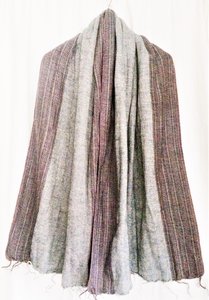 sjaal/omslagdoek mixed wool-sierrand 4 -grijs-blauw melee